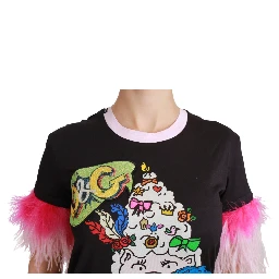 Black YEAR OF THE PIG Top Cotton  T-shirt