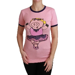 Pink YEAR OF THE PIG Top Cotton T-shirt