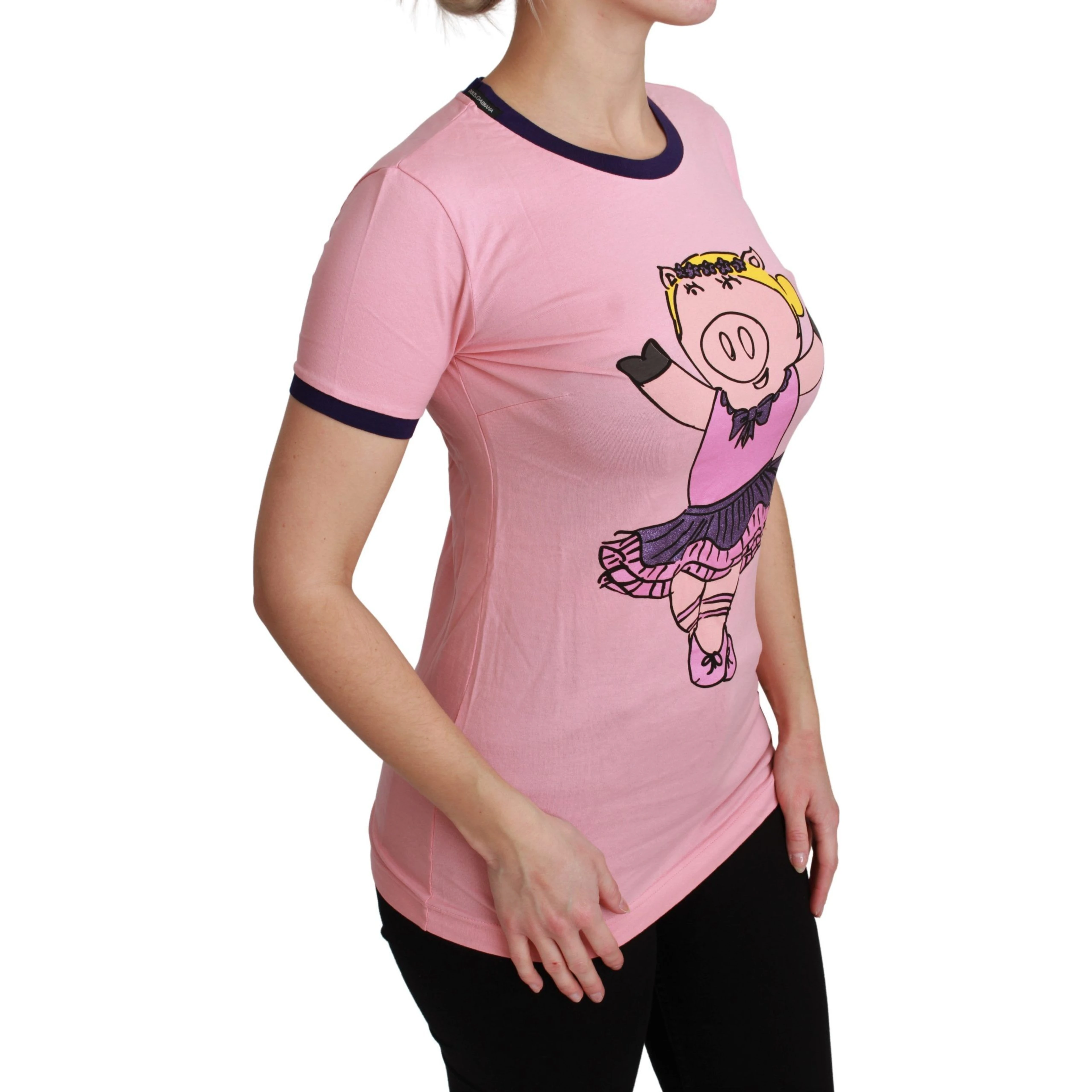 Pink YEAR OF THE PIG Top Cotton T-shirt