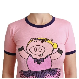 Pink YEAR OF THE PIG Top Cotton T-shirt