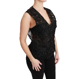 Black Floral Brocade Top Gilet Waistcoat