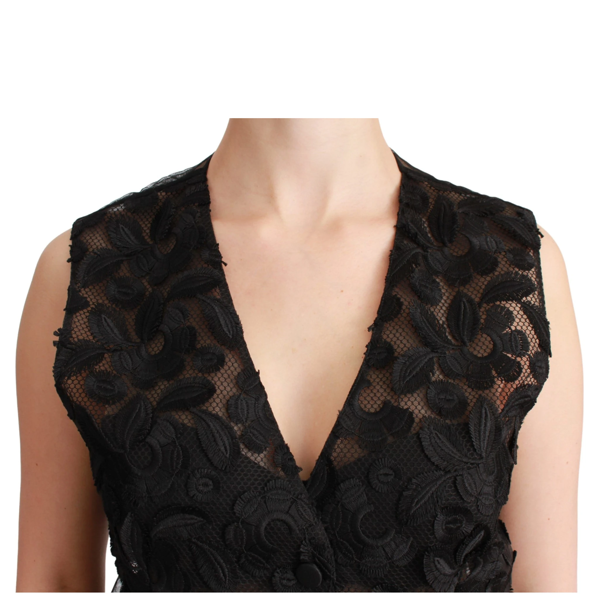 Black Floral Brocade Top Gilet Waistcoat