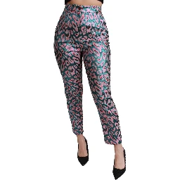 Multicolor Patterned Cropped High Waist Pants