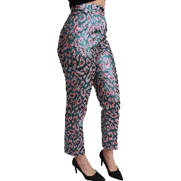 Multicolor Patterned Cropped High Waist Pants