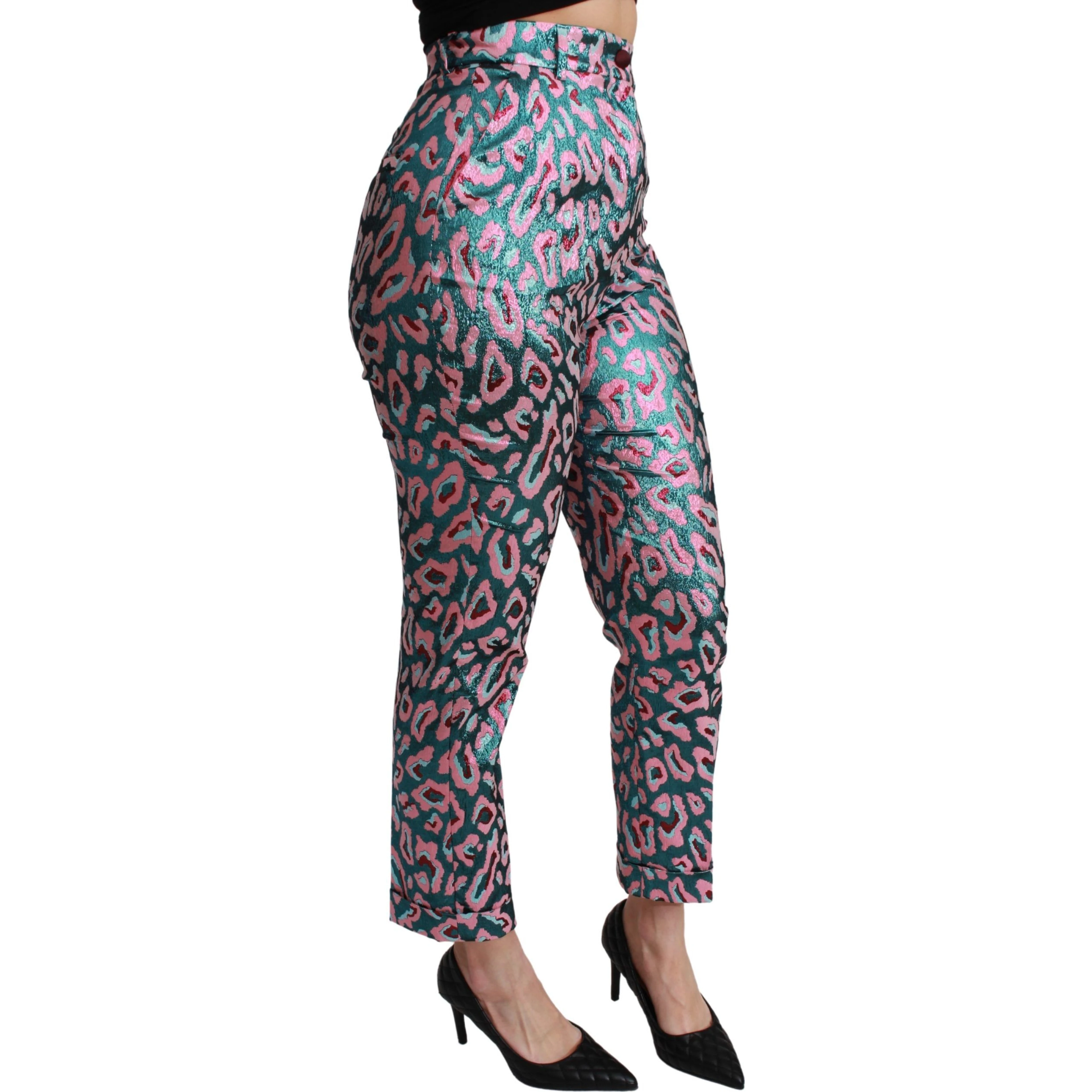 Multicolor Patterned Cropped High Waist Pants