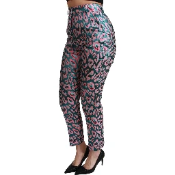Multicolor Patterned Cropped High Waist Pants