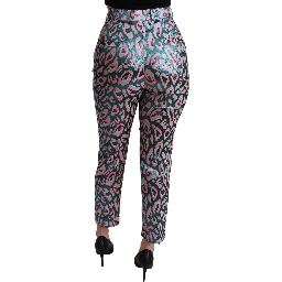 Multicolor Patterned Cropped High Waist Pants