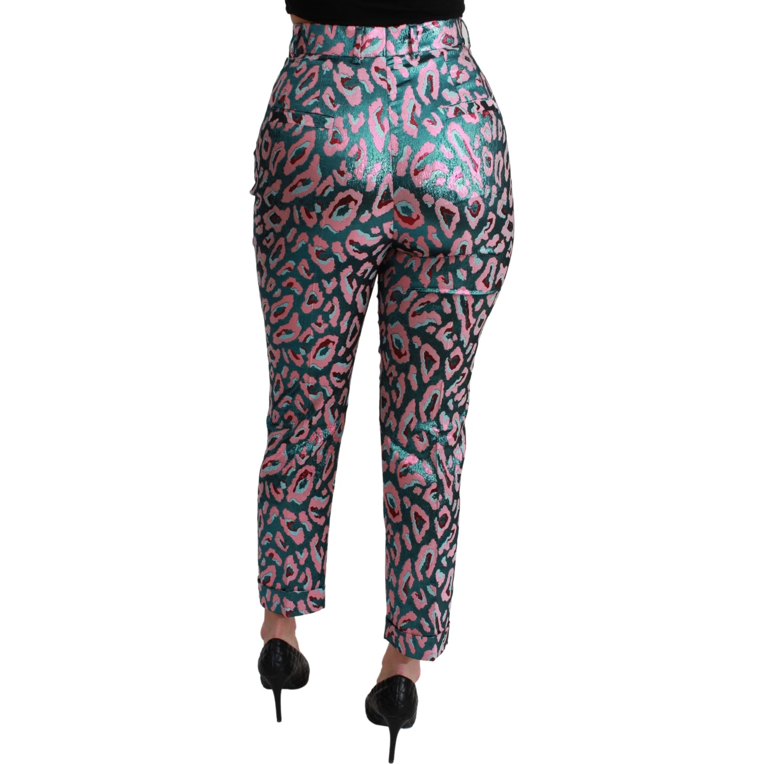 Multicolor Patterned Cropped High Waist Pants
