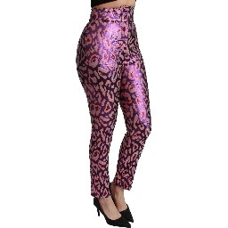 Multicolor Patterned Cropped High Waist Pants
