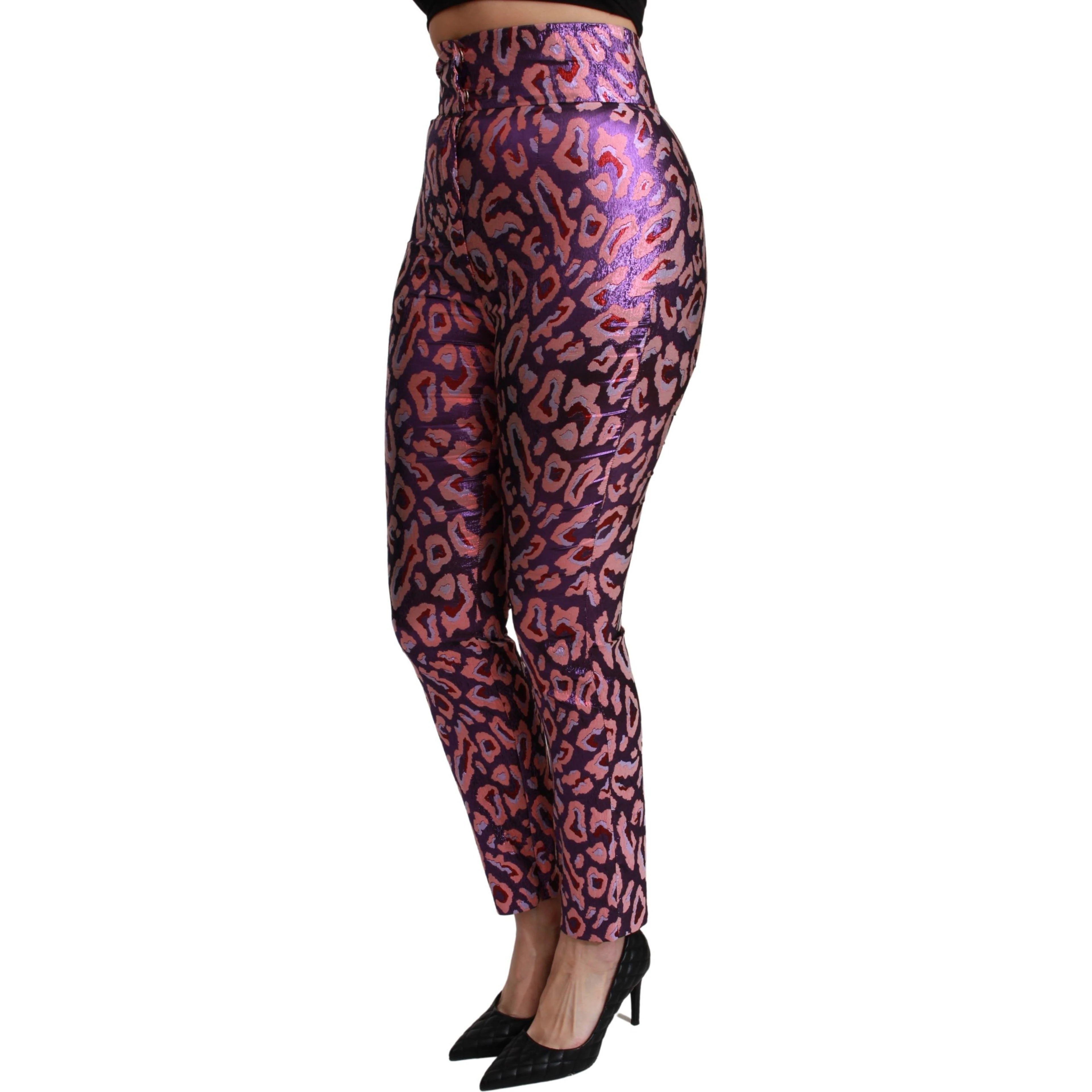 Multicolor Patterned Cropped High Waist Pants