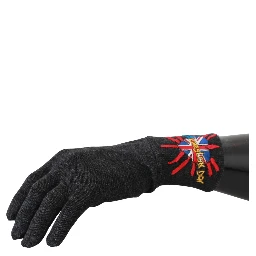 Gray #DGLovesLondon Embroidered Wool Gloves