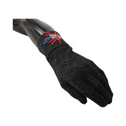 Gray #DGLovesLondon Embroidered Wool Gloves