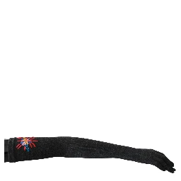Gray #DGLovesLondon Embroidered Virgin Wool Gloves