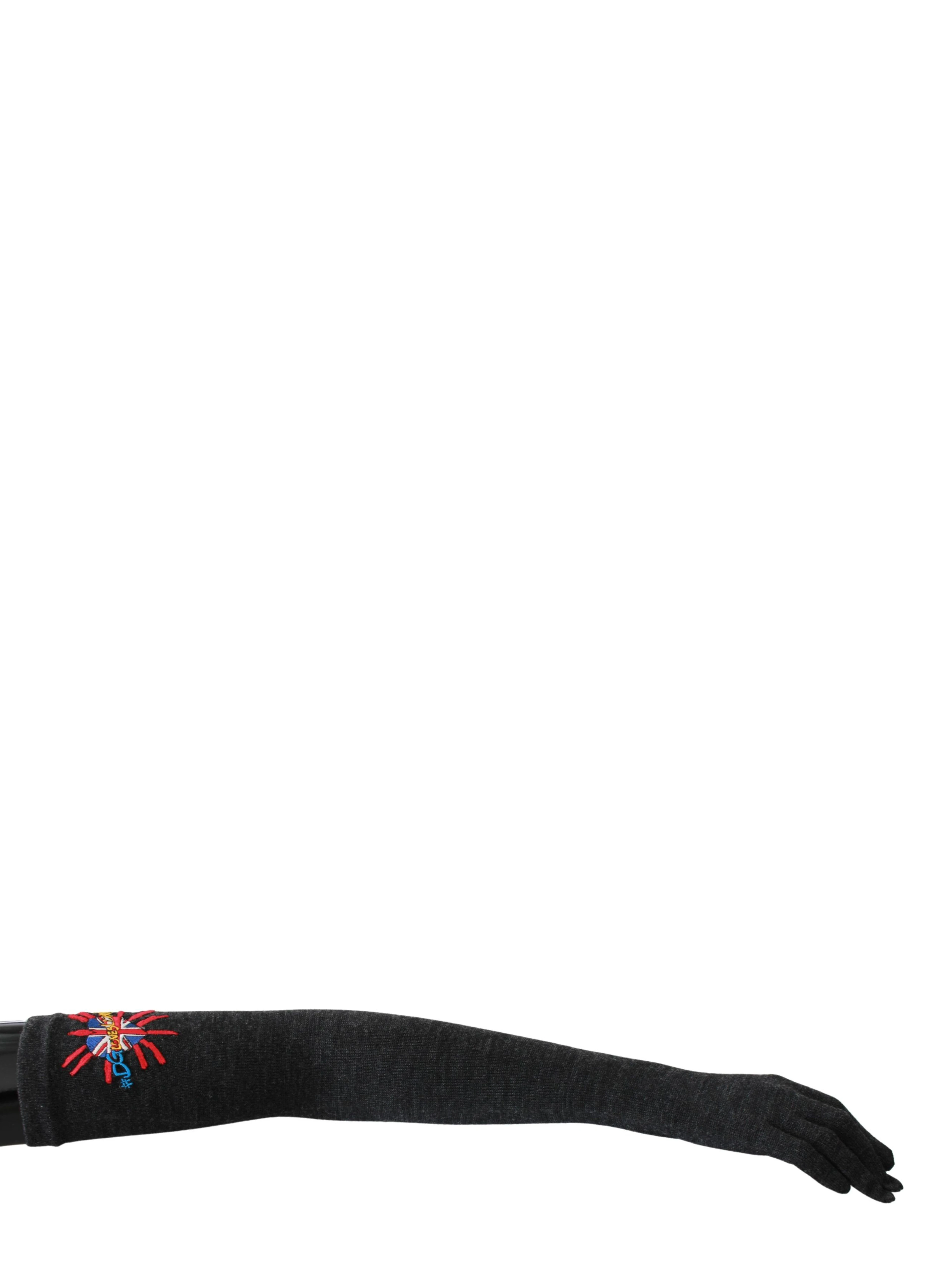 Gray #DGLovesLondon Embroidered Virgin Wool Gloves