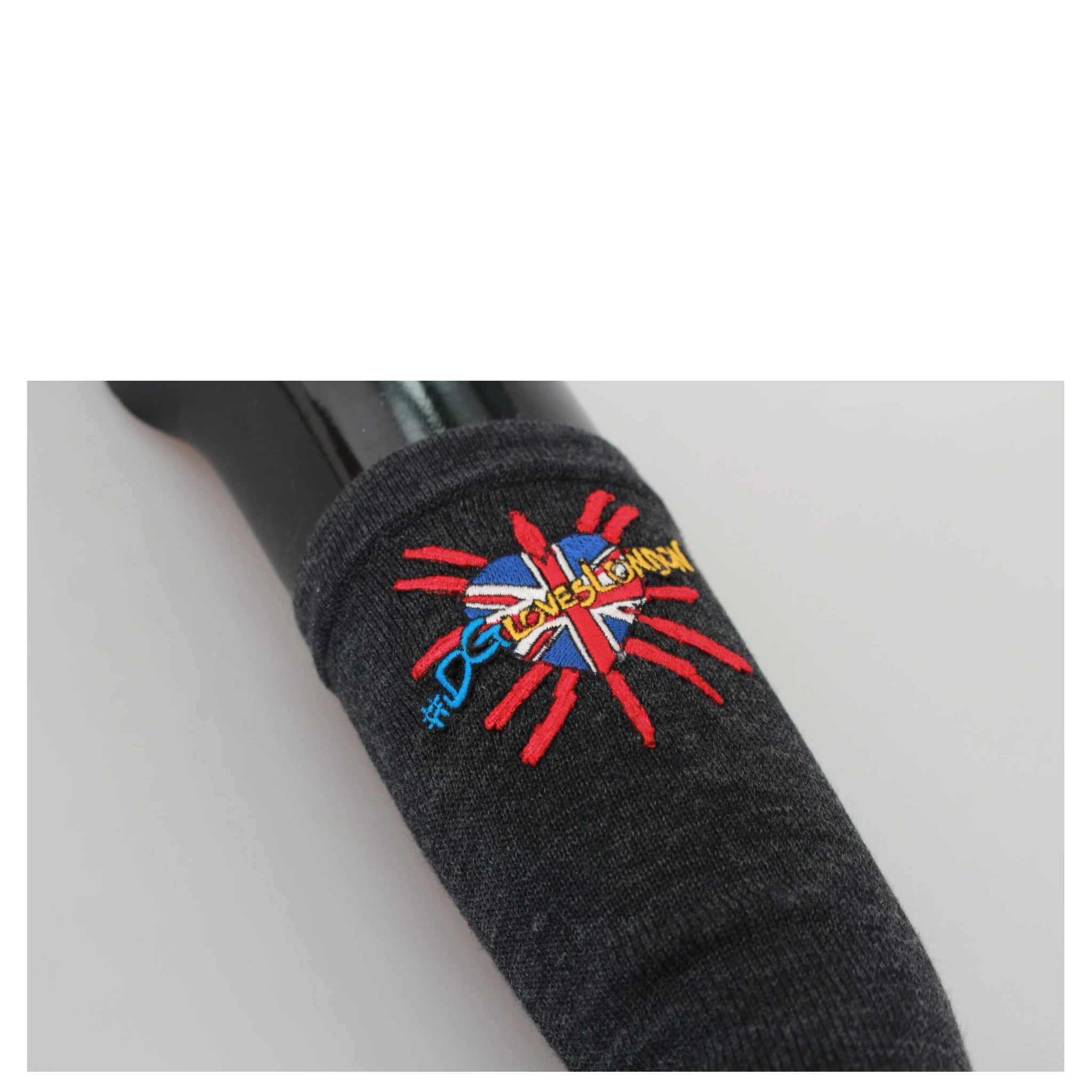 Gray #DGLovesLondon Embroidered Virgin Wool Gloves