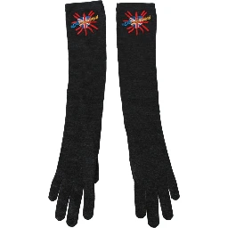 Gray #DGLovesLondon Embroidered Virgin Wool Gloves