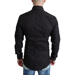 Black Cotton Blend Formal Dress Shirt