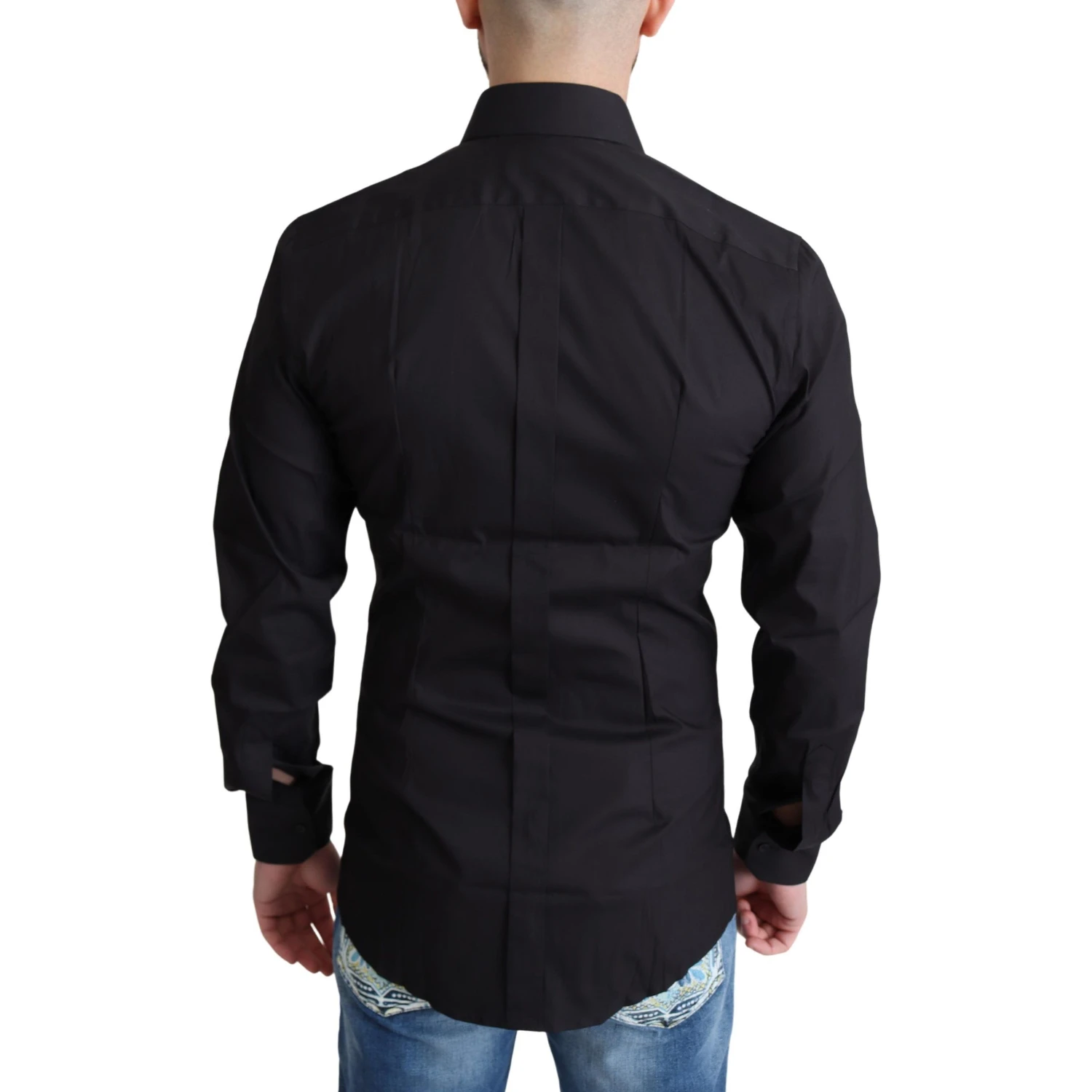 Black Cotton Blend Formal Dress Shirt