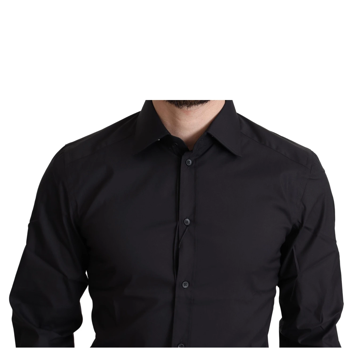 Black Cotton Blend Formal Dress Shirt