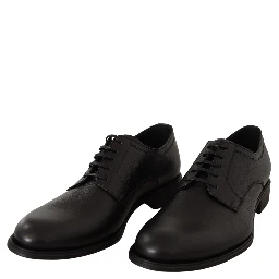 Black Leather Lace Up Mens Formal Derby Shoes