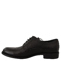 Black Leather Lace Up Mens Formal Derby Shoes