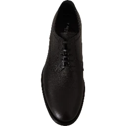 Black Leather Lace Up Mens Formal Derby Shoes