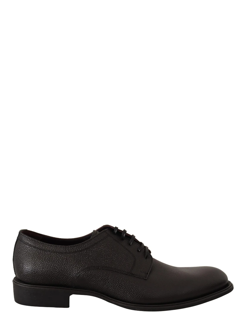 Black Leather Lace Up Mens Formal Derby Shoes