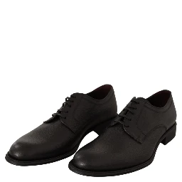 Black Leather Lace Up Mens Formal Derby Shoes