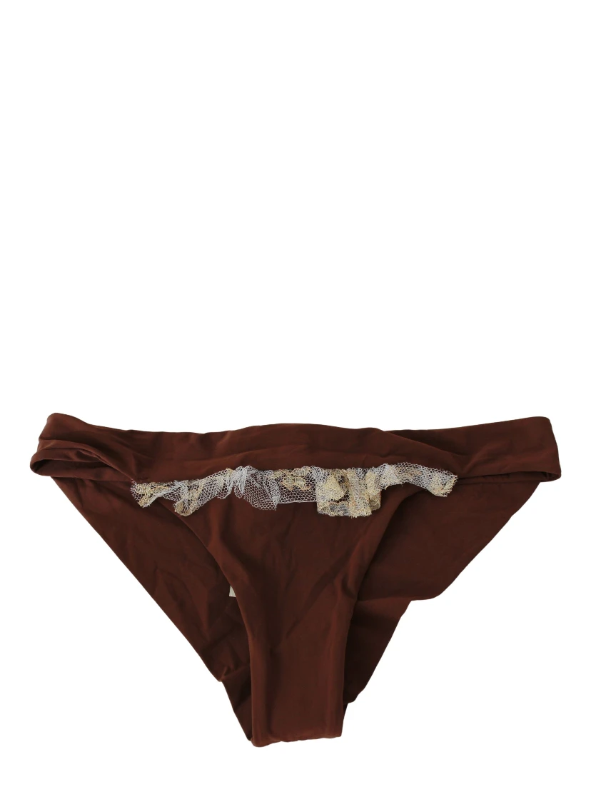 Brown Lace Beachwear Two Piece Bikini Swimsuit