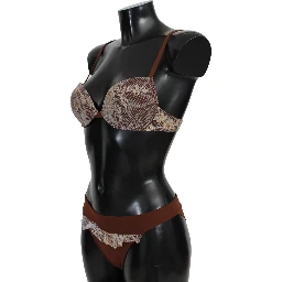 Brown Lace Beachwear Two Piece Bikini Swimsuit