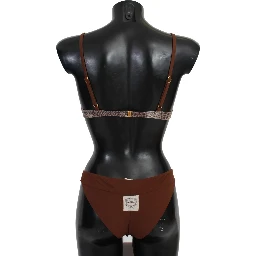 Brown Lace Beachwear Two Piece Bikini Swimsuit