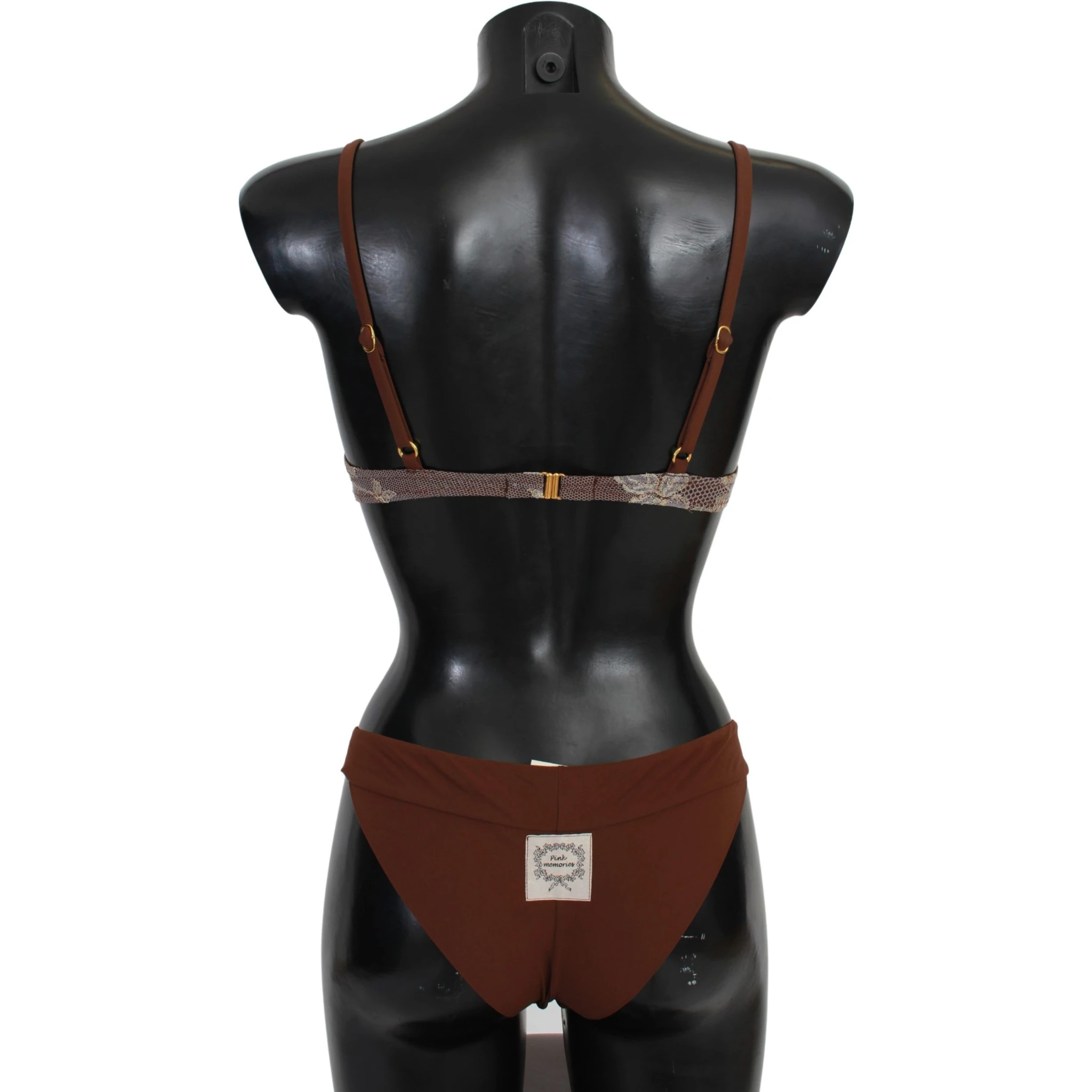 Brown Lace Beachwear Two Piece Bikini Swimsuit