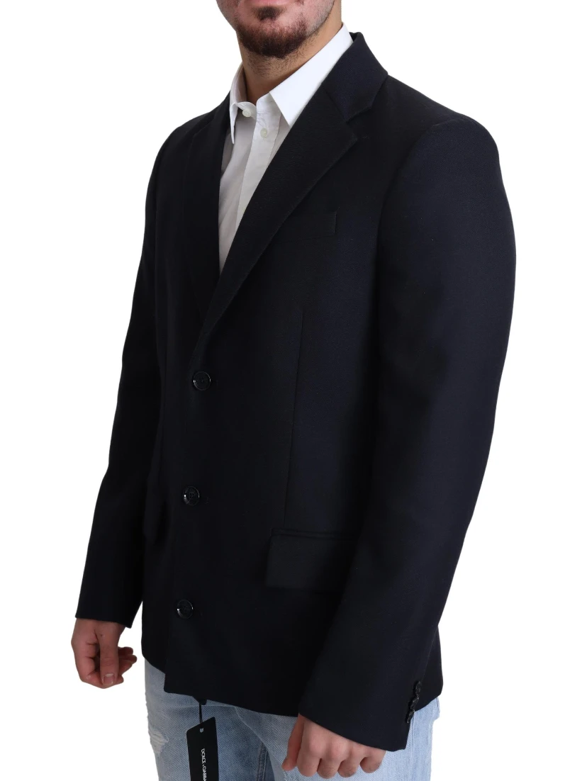 Dark Blue Wool Single Breasted Coat Jacket