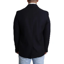 Dark Blue Wool Single Breasted Coat Jacket