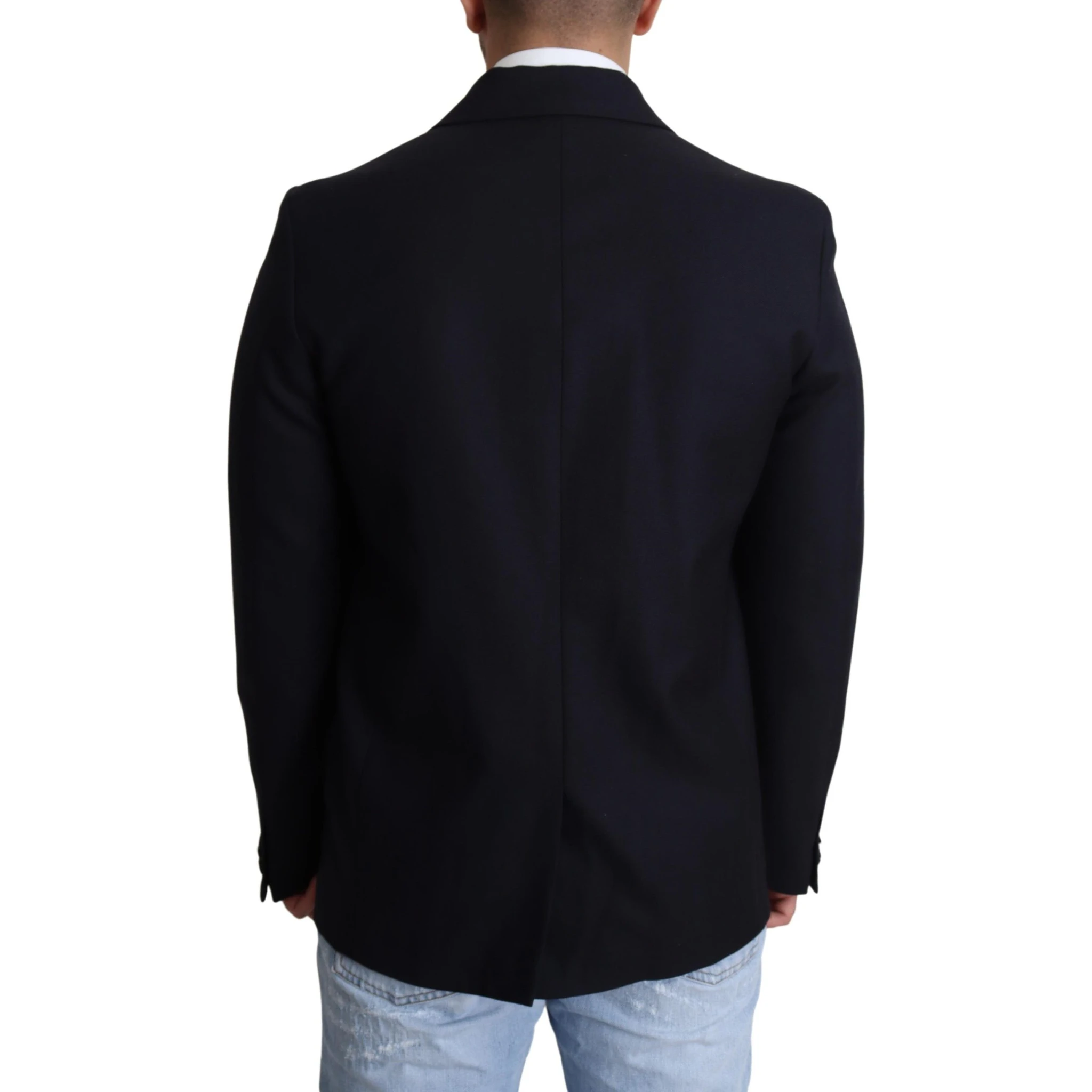 Dark Blue Wool Single Breasted Coat Jacket
