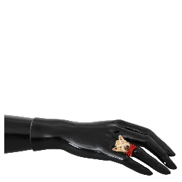 Gold Brass Resin Beige Dog Pet Branded Accessory Ring