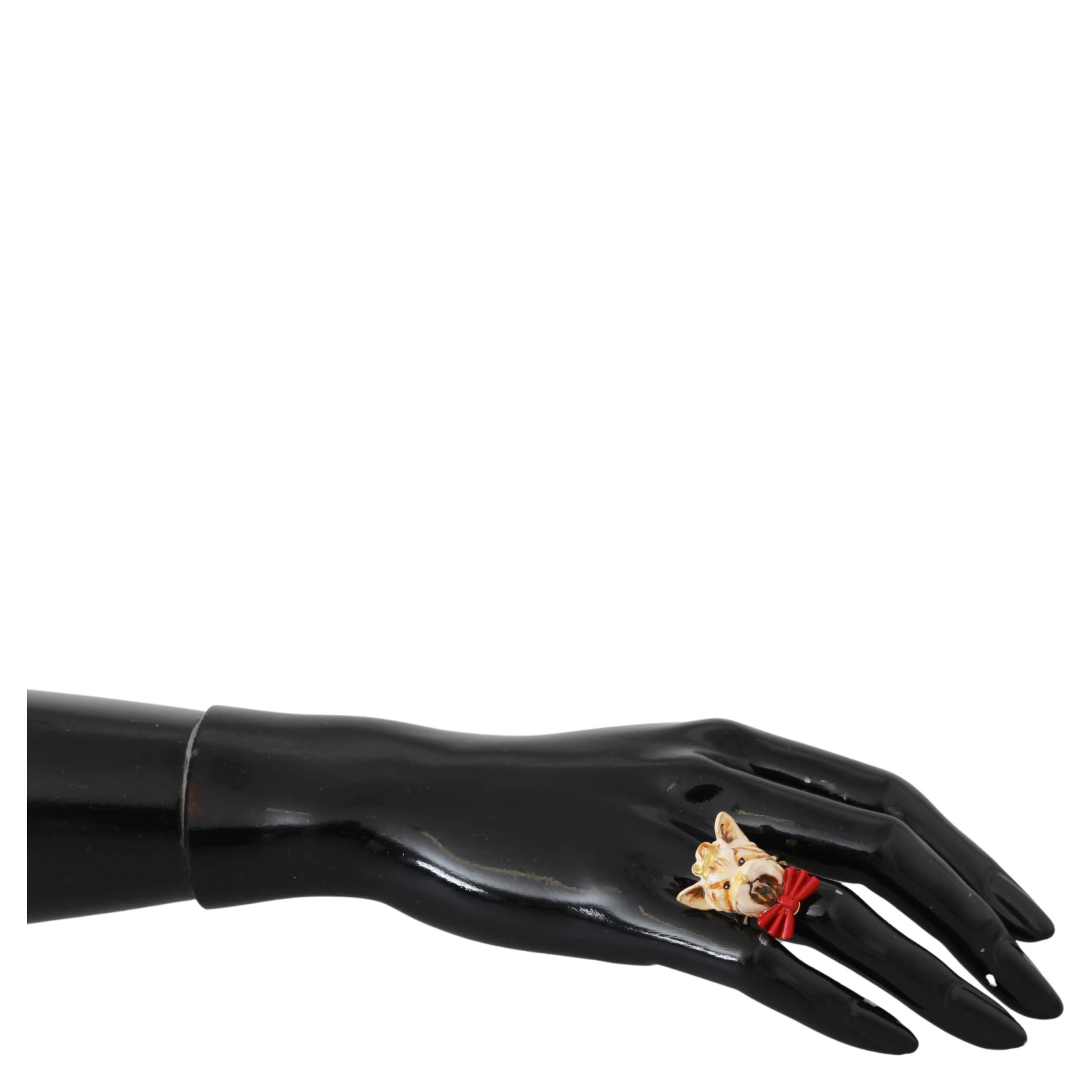 Gold Brass Resin Beige Dog Pet Branded Accessory Ring