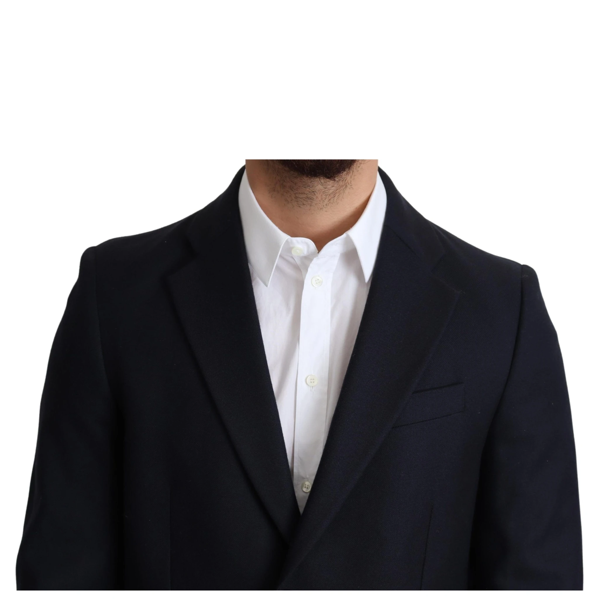 Dark Blue Wool Single Breasted Coat Jacket