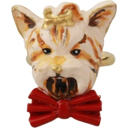 Gold Brass Resin Beige Dog Pet Branded Accessory Ring