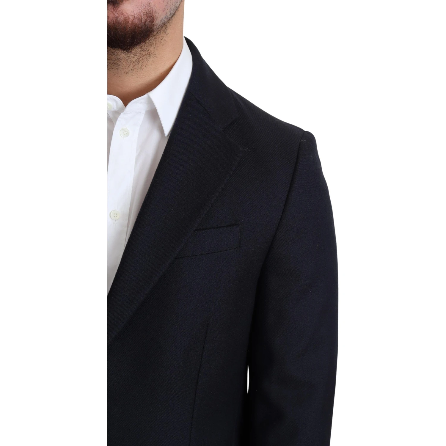Dark Blue Wool Single Breasted Coat Jacket