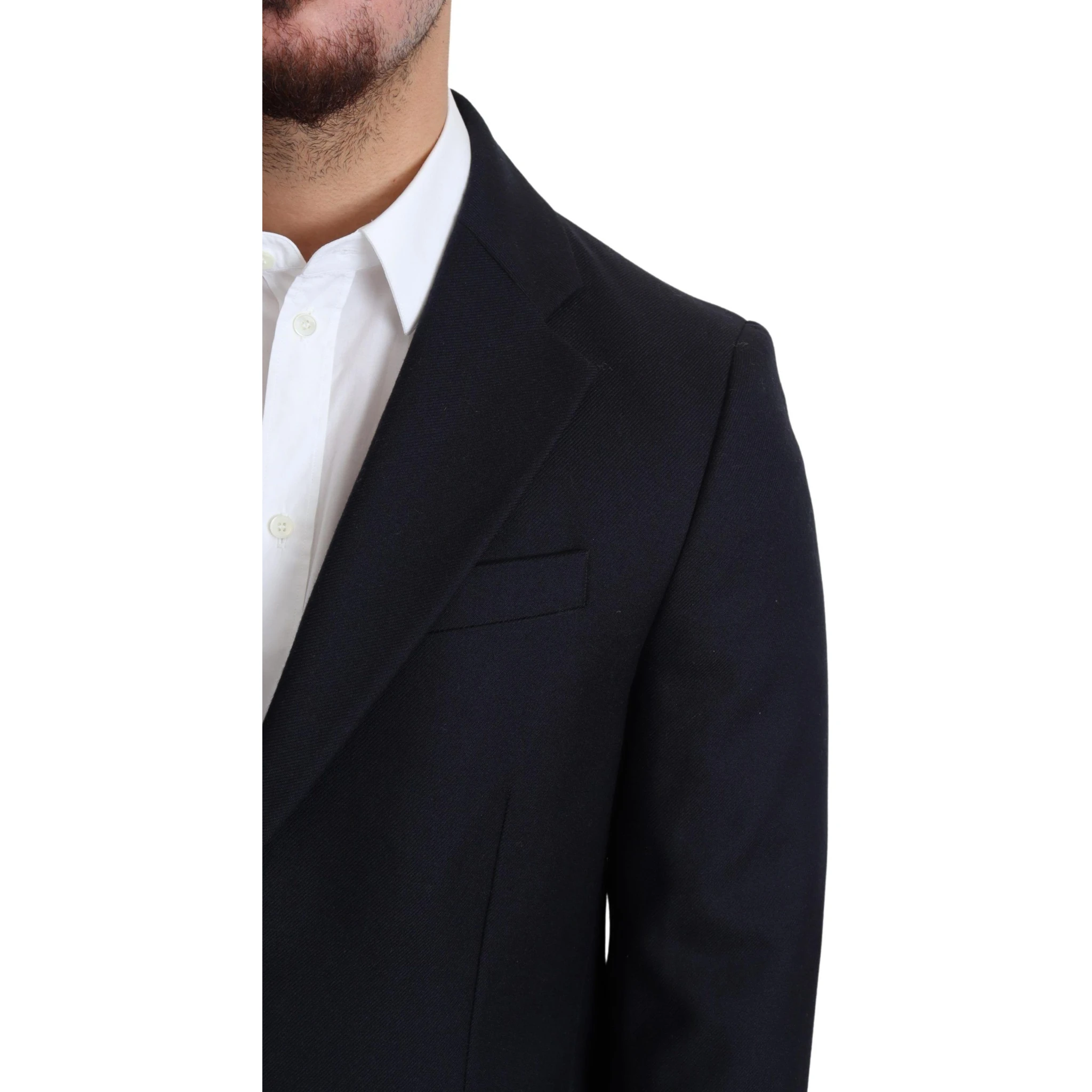 Dark Blue Wool Single Breasted Coat Jacket