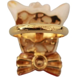 Gold Brass Resin Beige Dog Pet Branded Accessory Ring