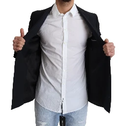 Dark Blue Wool Single Breasted Coat Jacket