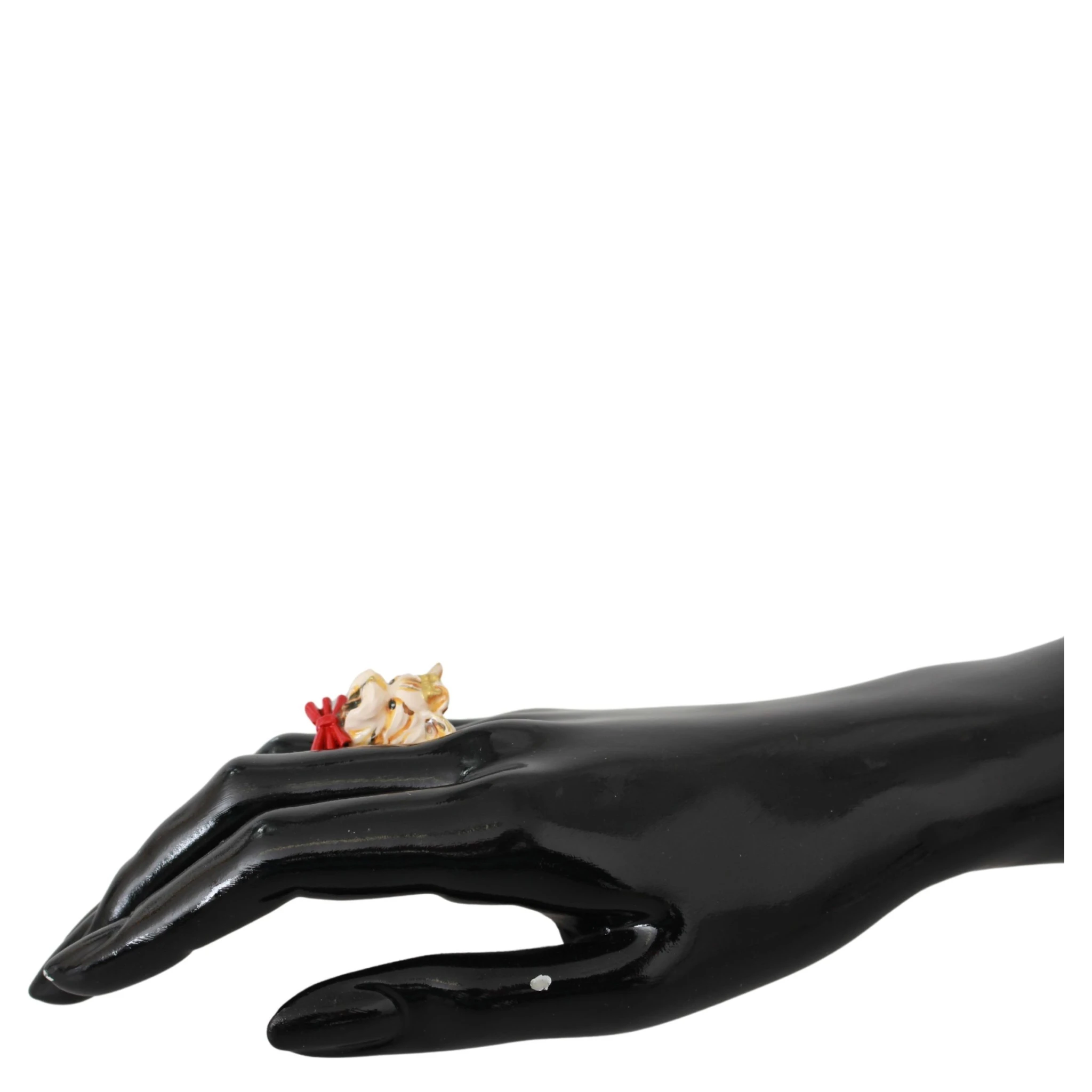 Gold Brass Resin Beige Dog Pet Branded Accessory Ring