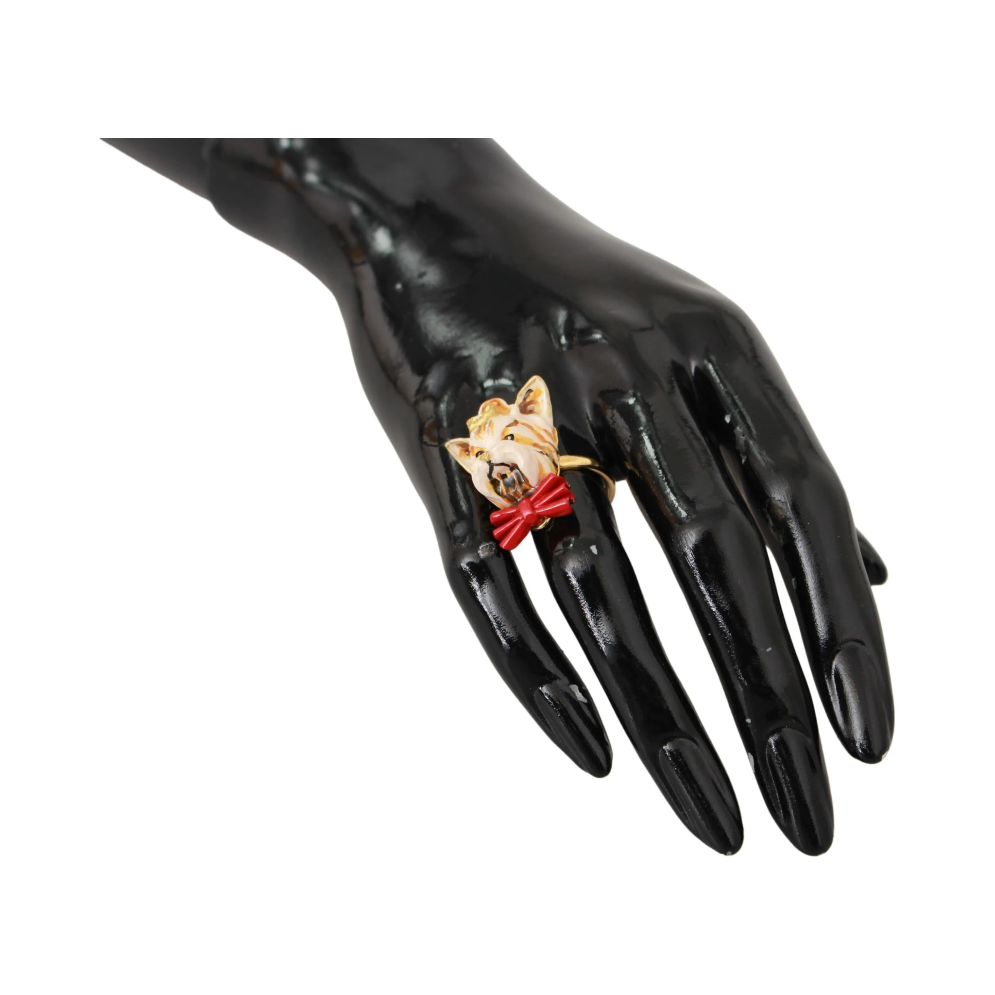 Gold Brass Resin Beige Dog Pet Branded Accessory Ring