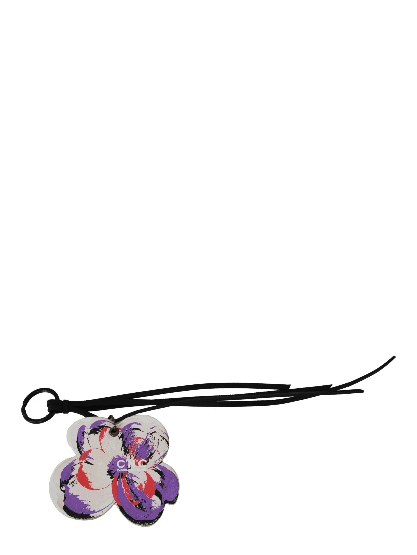 White Leather Butterfly Logo Keyring C'N'C Keychain