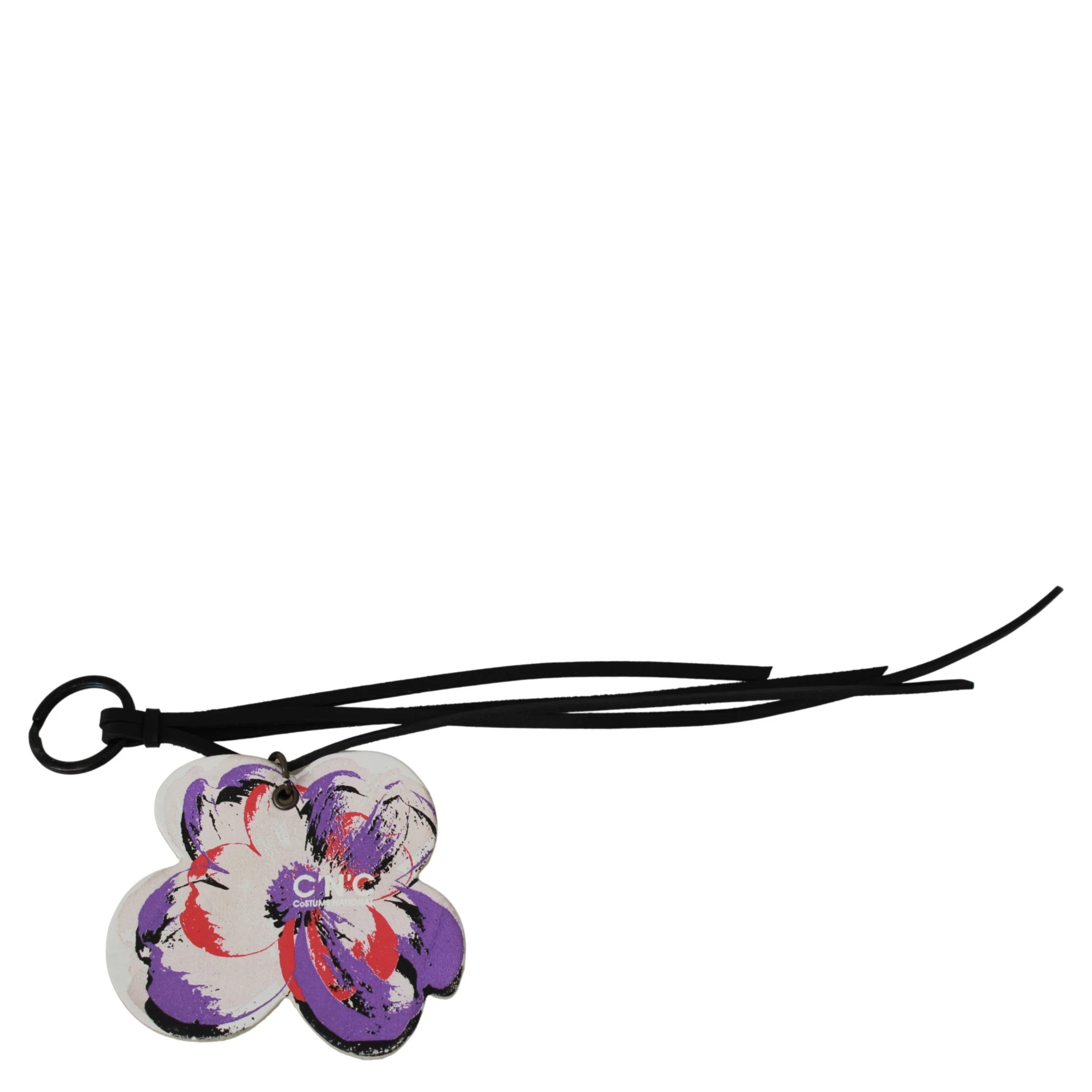 White Leather Butterfly Logo Keyring C'N'C Keychain