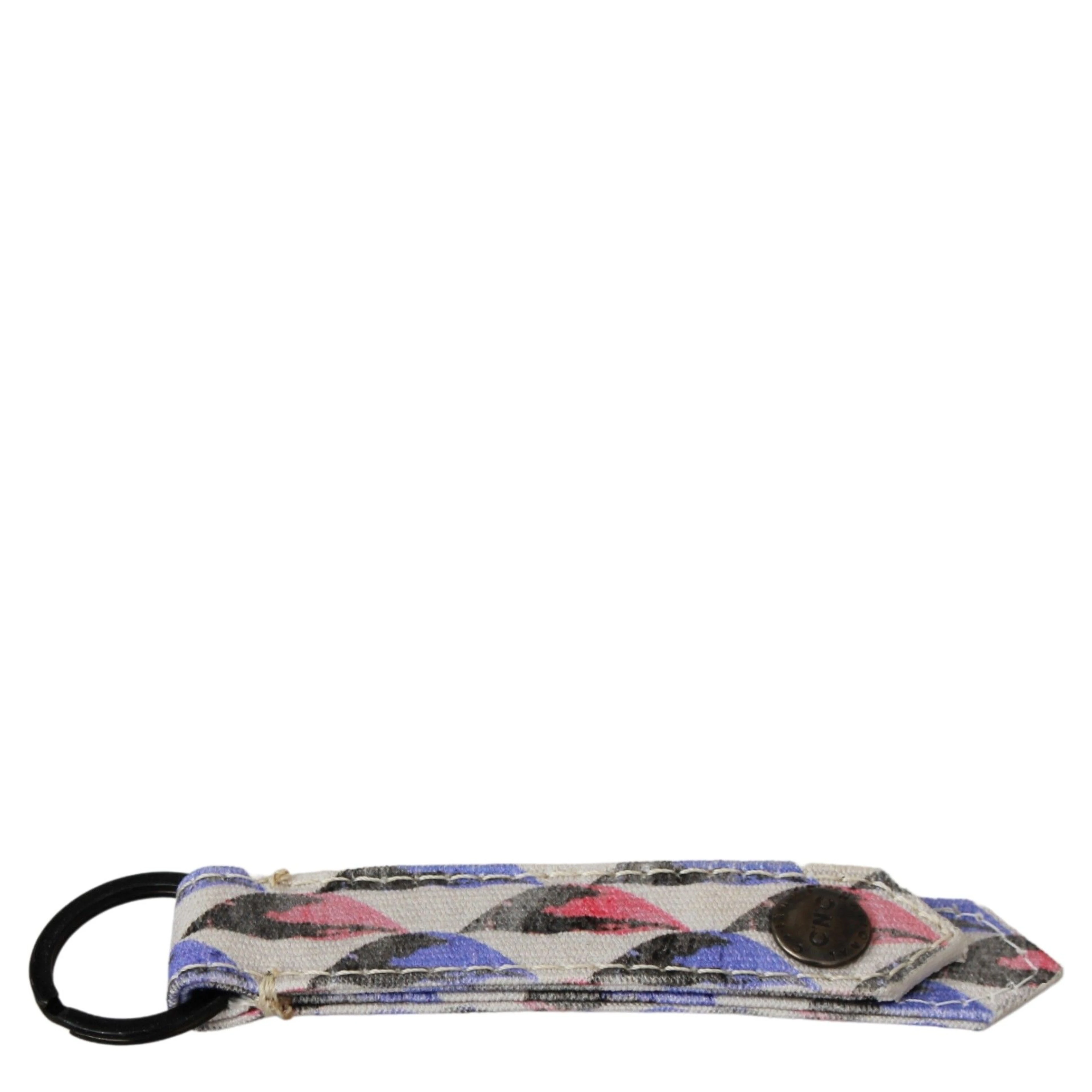 White Ring Branded Textile Keychain
