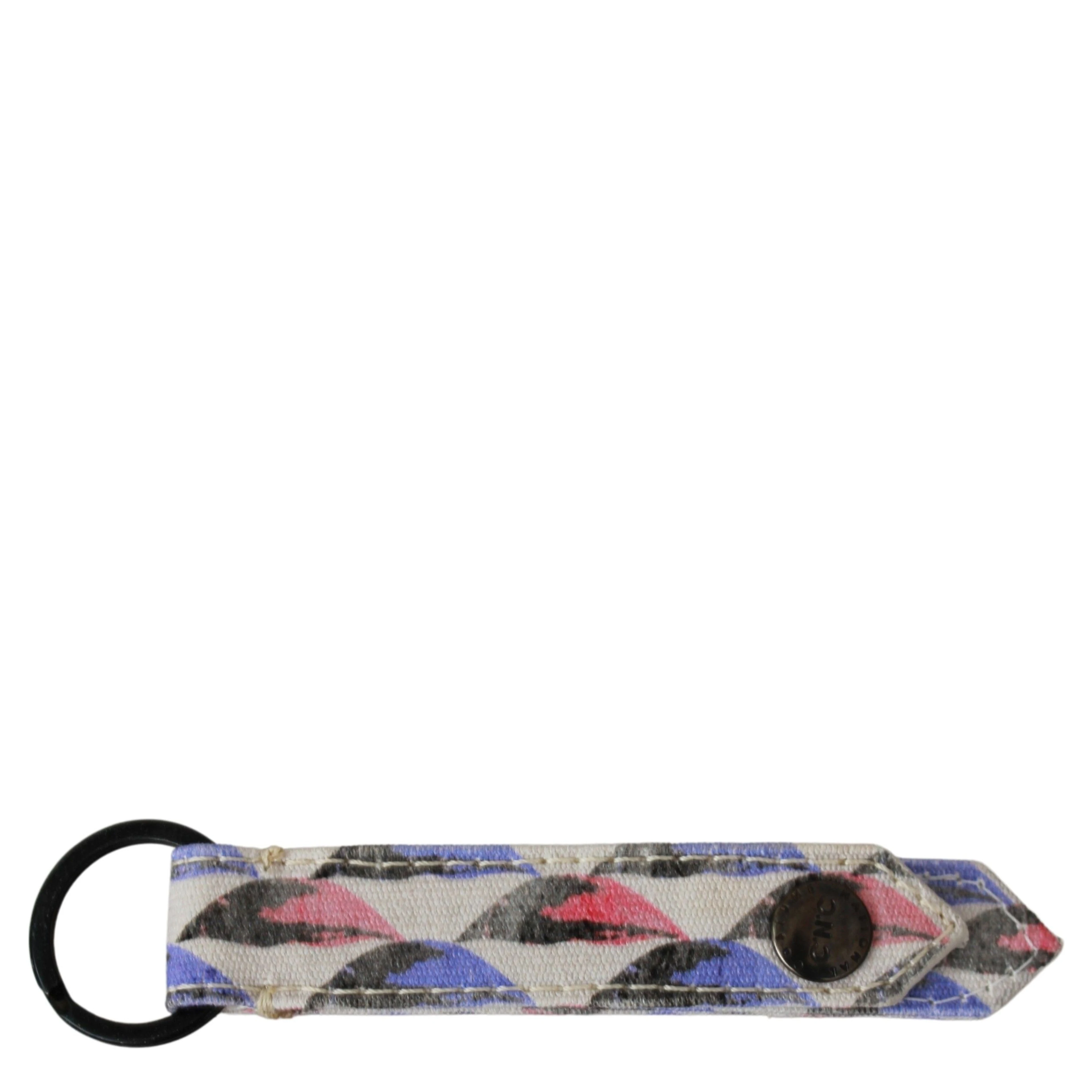 White Ring Branded Textile Keychain