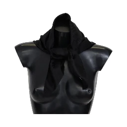 Black Wool Knit Unisex Neck Wrap Shawl Scarf